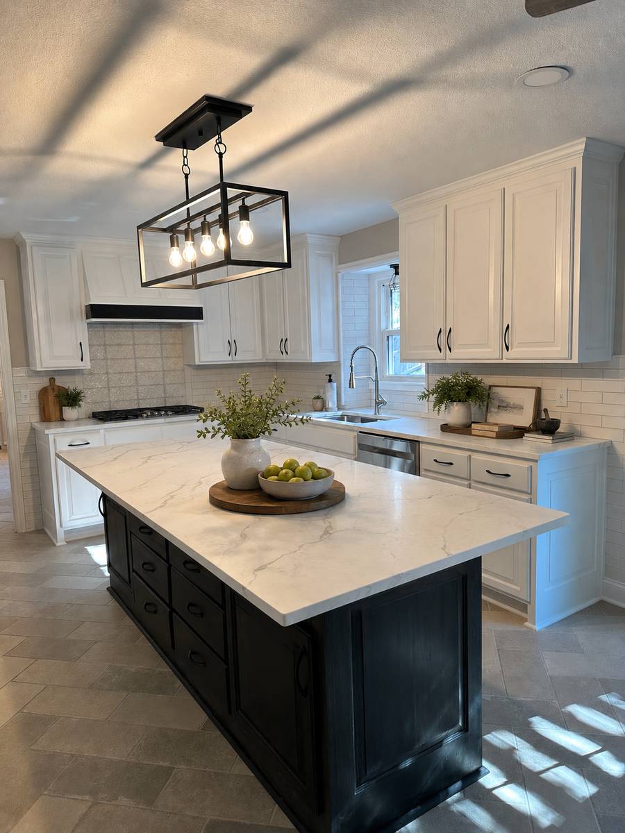 High-End White Kitchen Island