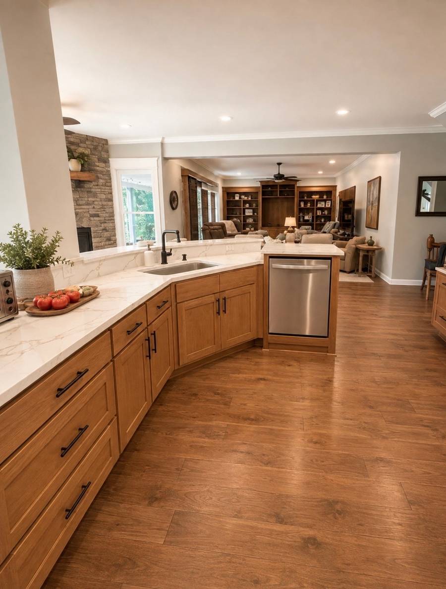 Open-Concept Peninsula & Sink Wall, After
