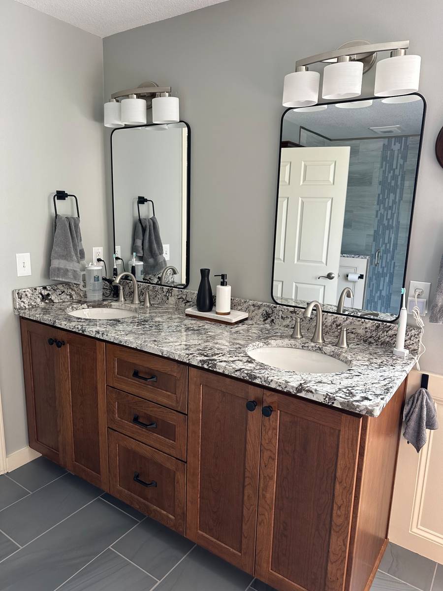 Cherry Double Vanity with Granite Tops