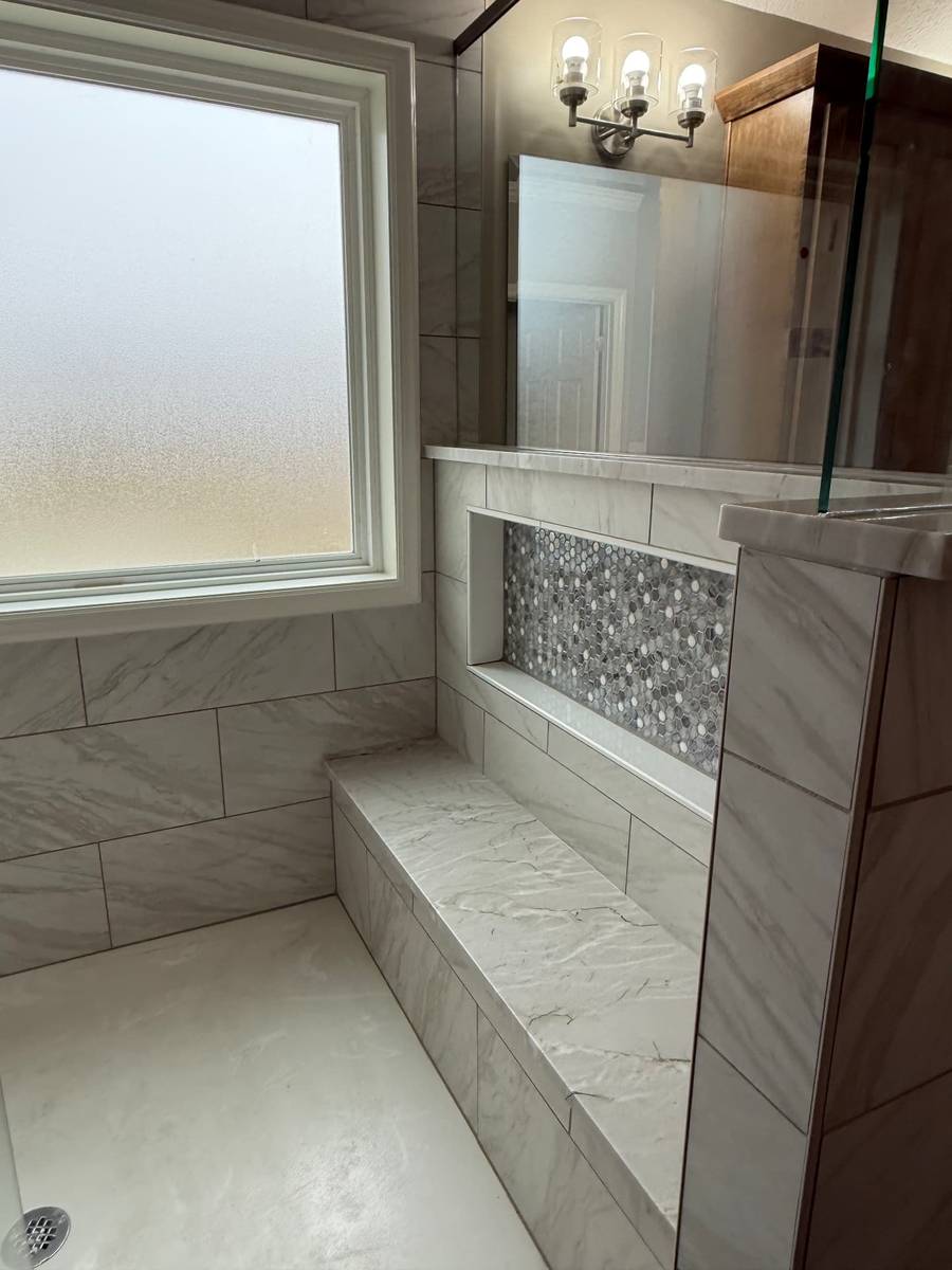 Built-In Shower Bench & Mosaic Niche