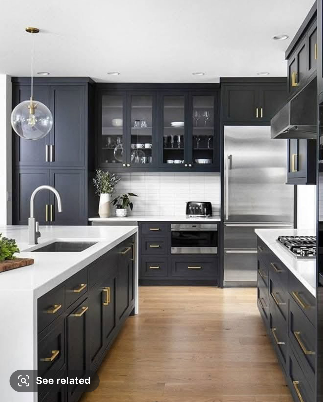 Navy & Brass Two-Island Kitchen