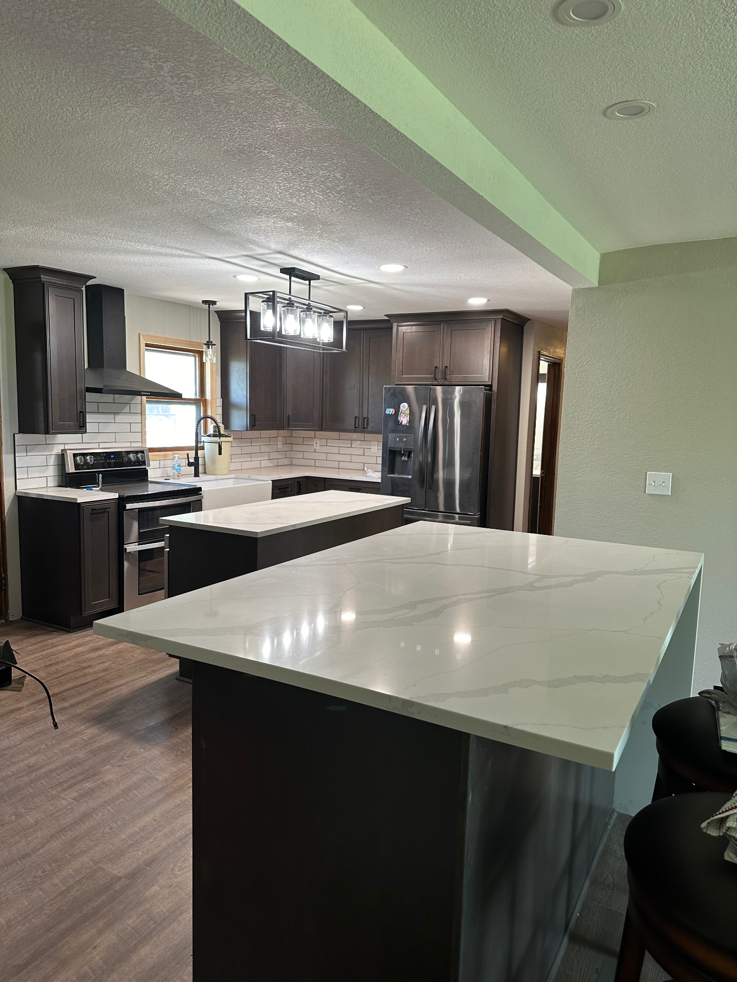 Double Island Kitchen with Calacatta Quartz