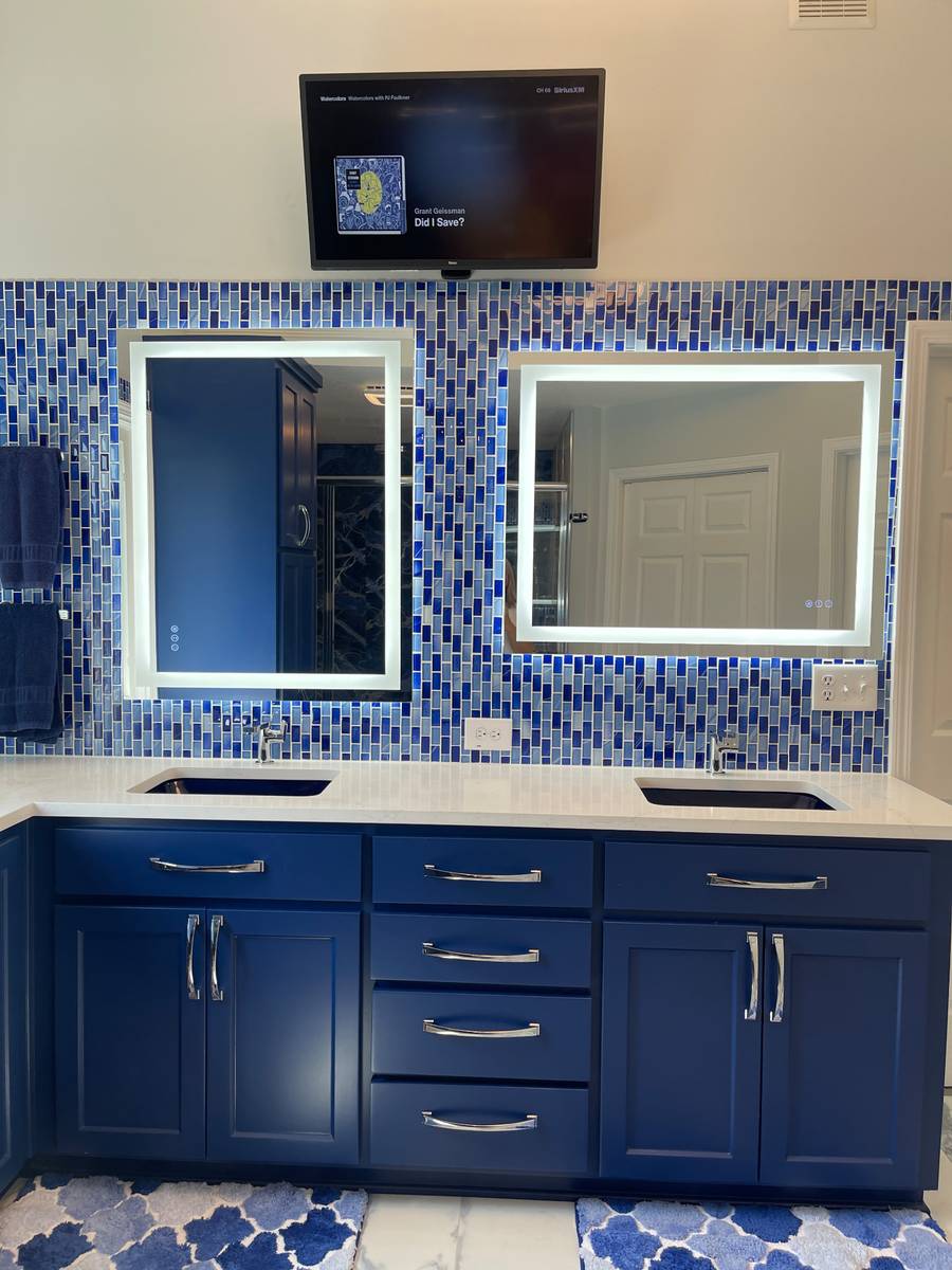 Backlit LED Mirrors & Glass Tile Wall