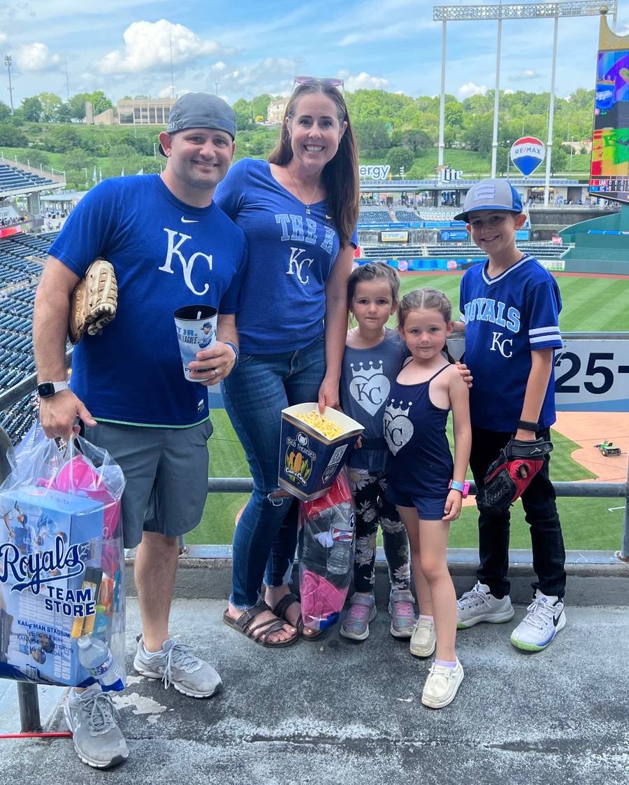 Daniel with his family at a Kansas City Royals game