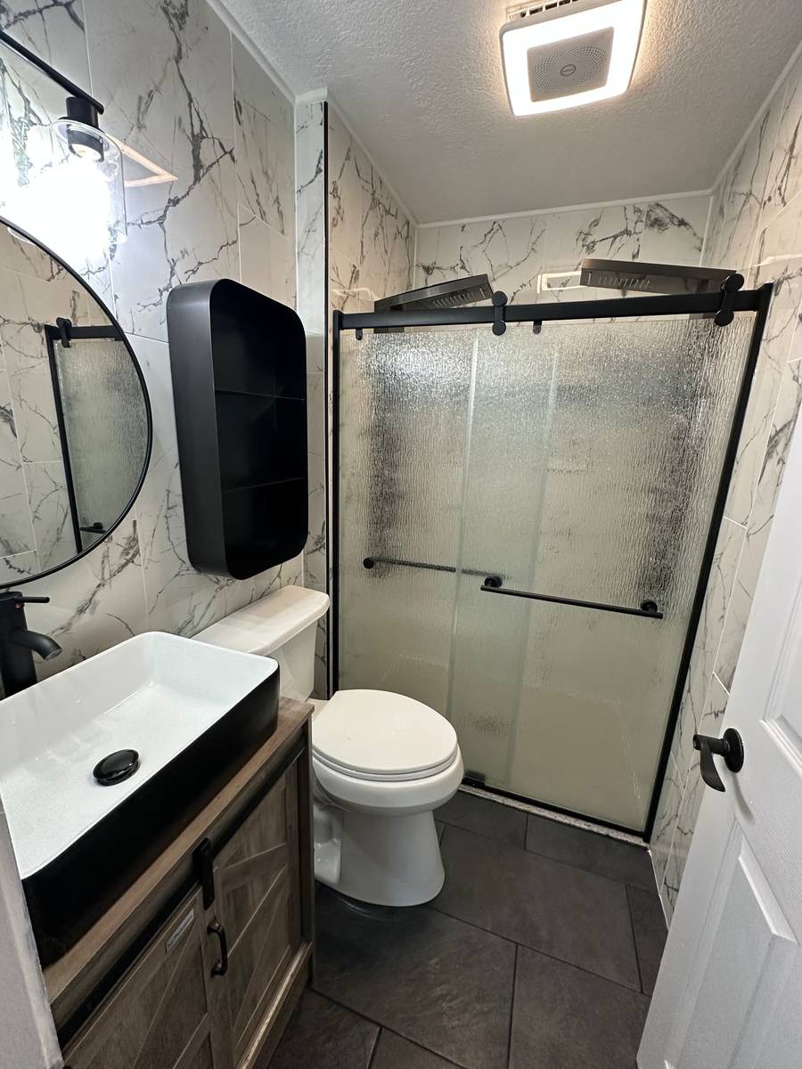 Marble & Matte Black Guest Bath