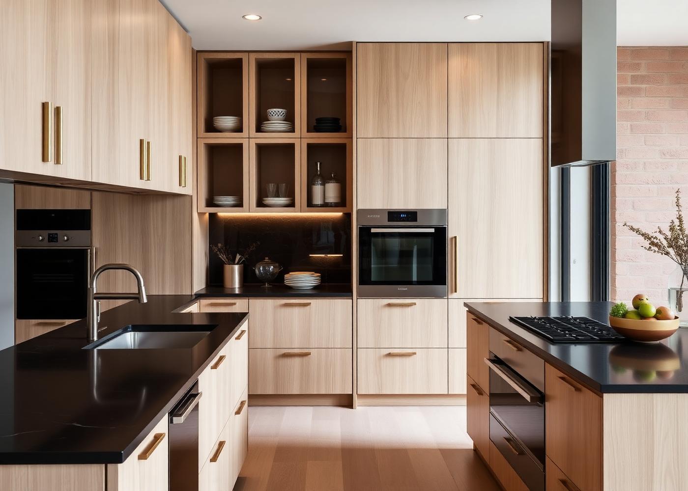 Modern organic luxury kitchen with white oak cabinetry